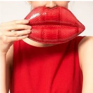 Luxury Designer Clutch Snakeskin Lulu Guinness Lip Bag
